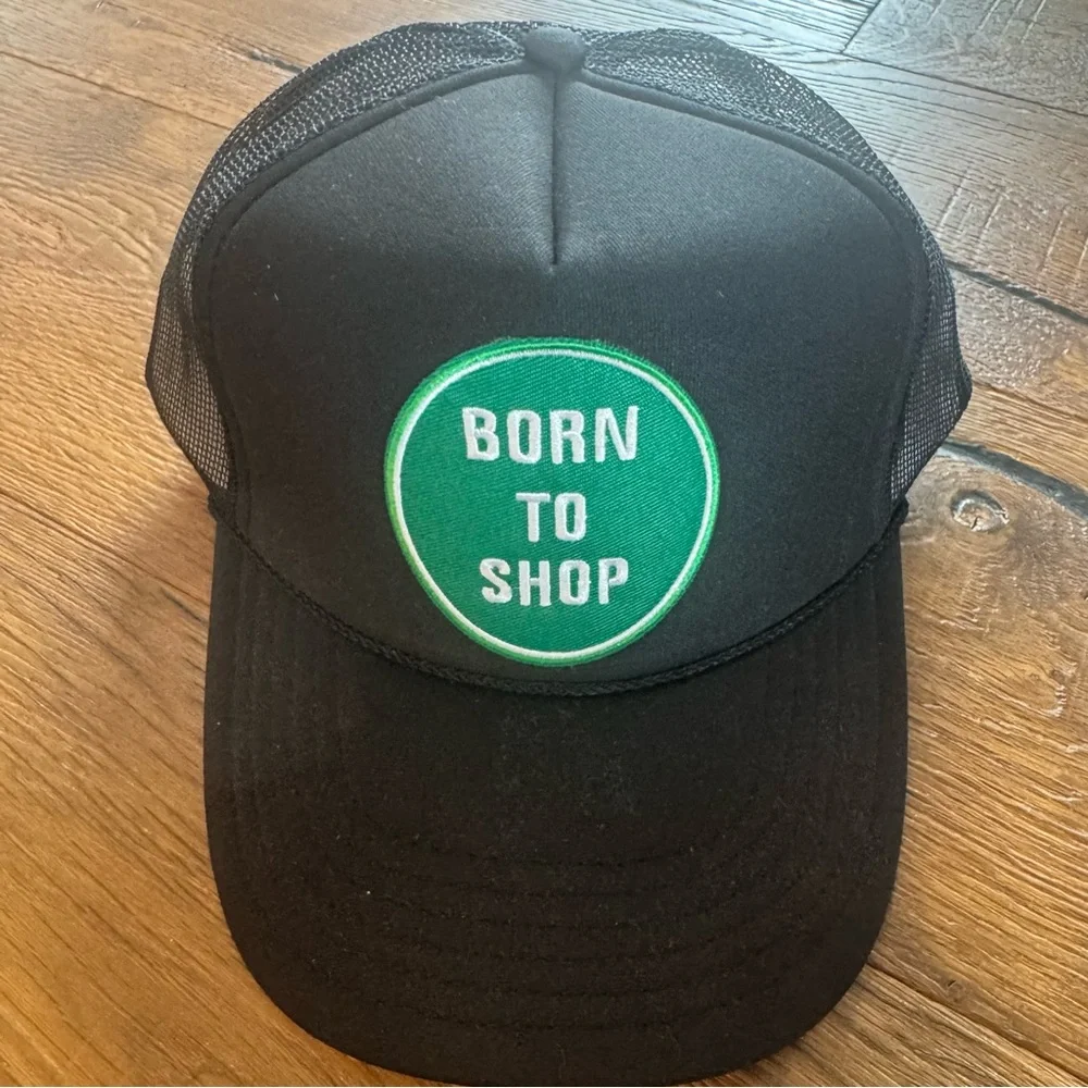 OTTO Black Trucker Hat with Green Born To Shop Patch - New